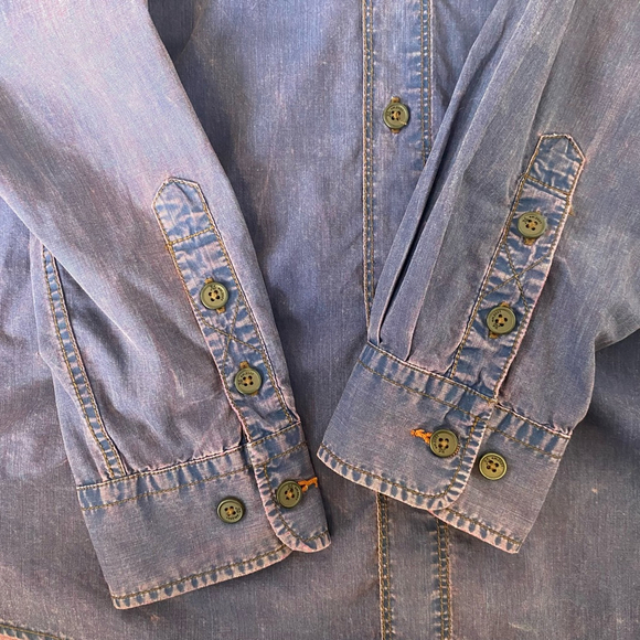 Robert Graham Jeans Button Up Shirt Large Blue Pink Long Sleeve Casual Acid Wash - Picture 10 of 16